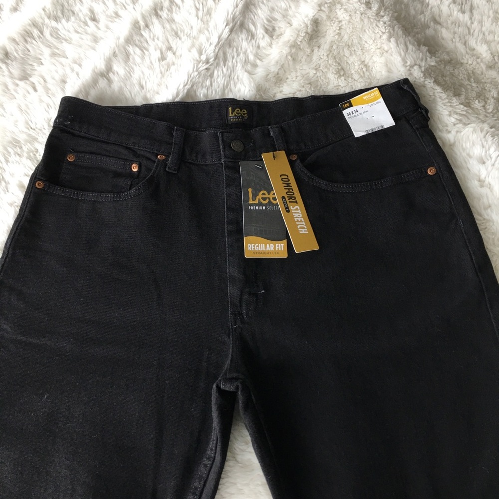 LEE BLACK STRAIGHT LEG COMFORT STRETCH NWT! 36x34